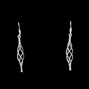 Long Sterling Silver Twisted Pierced Earrings Signed MC (4640)